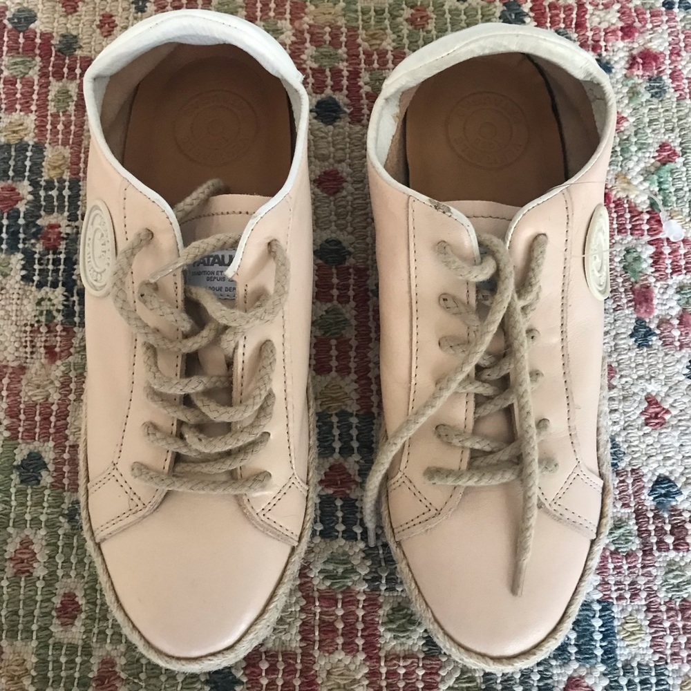 Pataugas pink lace-up leather shoes
